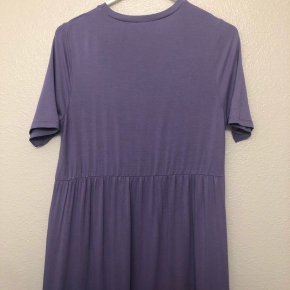 ASOS tiered smock t-shirt midi maxi cotton boho dress purple ash short sleeve -6 - Picture 9 of 16